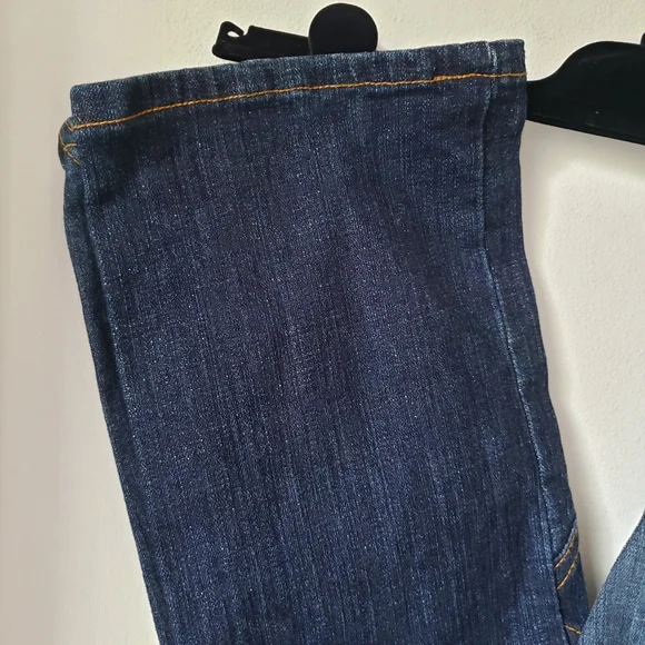 Azzure blue jeans with gold contrast stitch design - Picture 3 of 16